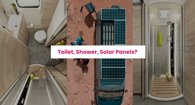 Toilet, Shower, Solar Panels